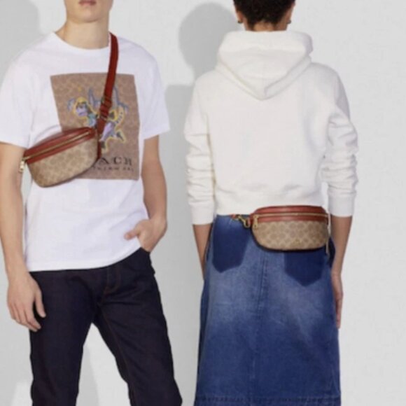 COACH Bethany Belt Bag Crossbody Signature Brown Leather with Classic Monogram - Picture 3 of 14